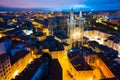 Evening view of the Burgos city and Cathedral from high, Burgos, Royalty Free Stock Photo