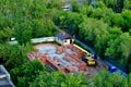 Evening view of the Temple of Seraphim of Sarov under construction. Royalty Free Stock Photo