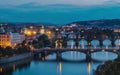 Evening view on Charles bridge over Vltava river in Prague,capit Royalty Free Stock Photo