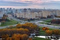 Evening view of the city of Minsk. Panorama at sunset. Belarus Royalty Free Stock Photo