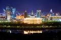 Evening view of the city of Nur Sultan. The Ak Orda Presidential Palace. Astana. Royalty Free Stock Photo