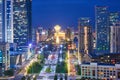 Evening view of the city of Nur Sultan. Center of the Nur-Sultan city, the capital of Kazakhstan.