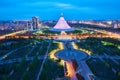 Evening view of the city of Nur Sultan. Center of the Nur-Sultan city, the capital of Kazakhstan.