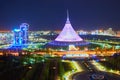 Evening view of the city of Nur Sultan. Center of the Nur-Sultan city, the capital of Kazakhstan.