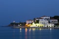 Evening view of a coastal town in Greece.