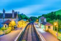 Evening view of Corfe Castle railway station