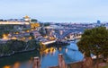 Evening view of Dom Luis I Bridge and Duoro river, Porto, Portugal