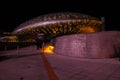 Evening view of Dongdaemun Design Plaza in Seoul.