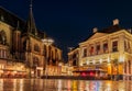 Evening view of the Dutch central square in the city of Zwolle Royalty Free Stock Photo