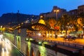 Evening view of embankment with Columbus monument. Barcelona Royalty Free Stock Photo