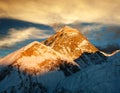 Evening view of Everest from Kala Patthar Royalty Free Stock Photo