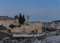 Evening view of excavations near the Western Wall in the Old City of Jerusalem, Israel