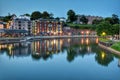 An evening view of Exeter Quay in Devon, UK and the Exe River. Royalty Free Stock Photo