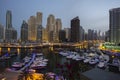 Evening view at the fashionable district Dubai Marina Royalty Free Stock Photo