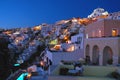 Evening view of Fira, the main town on the island of Santorini, Greece