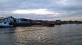 evening view in the floating village of Belawan, Medan Royalty Free Stock Photo