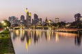 Evening view of Frankfurt skyline and river Main Royalty Free Stock Photo