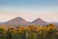 Evening view on the Glasshouse mountains Royalty Free Stock Photo