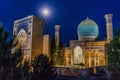 Evening view of Gur-e Amir Mausoleum in Samarkand, Uzbekist Royalty Free Stock Photo