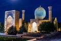 Evening view of Gur-e Amir Mausoleum in Samarkand, Uzbekist Royalty Free Stock Photo