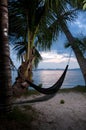 Evening view of hammock tropical island Royalty Free Stock Photo