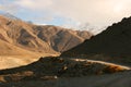 Evening view of hindukush or hindu kush mountain ridge, Tahikistan and afghanistan, view from Pamir