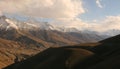Evening view of hindukush or hindu kush mountain ridge, Tahikistan and afghanistan, view from Pamir