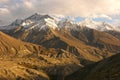 Evening view of hindukush or hindu kush mountain ridge, Tahikistan and afghanistan, view from Pamir