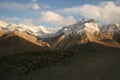 Evening view of hindukush or hindu kush mountain ridge, Tahikistan and afghanistan, view from Pamir