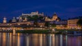 Salzburg, Austria - Evening View of the Historic Center of Salzburg UNESCO World Heritage Royalty Free Stock Photo