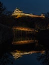 Evening view of historic Wakayama castle in Wakayama city, Japan