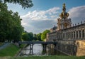 Evening view of historical landmark - in Zwinger palace Dresden, Saxony, Germany Royalty Free Stock Photo