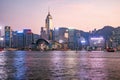 Evening view of Hong Kong harbour Royalty Free Stock Photo