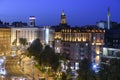 Evening view of illuminated Khreshchatyk, main street in Kyiv, Ukraine. May 2020 Royalty Free Stock Photo