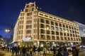 Evening view of illuminated TSUM or Central department store building on Khreshchatyk, main street of Kyiv, Ukraine Royalty Free Stock Photo