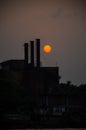 Evening view of the industrial landscape of the city Royalty Free Stock Photo