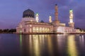 Evening view of Kota Kinabalu City Mosque, Sabah, Malays Royalty Free Stock Photo