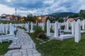 Evening view of Kovaci cemetery in Sarajevo. Bosnia and Herzegovi Royalty Free Stock Photo