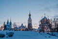 Evening view of the Kremlin from the other side of the Vologda River Royalty Free Stock Photo