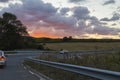 Evening view and light traffic on a European road