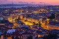 Evening view of Lisbon from Miradouro da Senhora do Monte viewpoint. Lisbon, Portugal Royalty Free Stock Photo