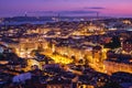 Evening view of Lisbon from Miradouro da Senhora do Monte viewpoint. Lisbon, Portugal Royalty Free Stock Photo