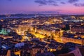 Evening view of Lisbon from Miradouro da Senhora do Monte viewpoint. Lisbon, Portugal Royalty Free Stock Photo