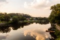 Evening view of Luznice river in Kolodeje nad Luznici village, Czech Republ Royalty Free Stock Photo