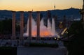 Evening view of Magic Fountain Montjuic, Barcelona, Catalonia, S Royalty Free Stock Photo