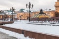 Evening view of the Manege Square in Moscow