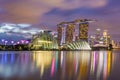 Evening view of Marina Bay in Singapore skylin Royalty Free Stock Photo