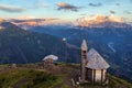 mount Col DI Lana chapel Monte Pelmo and mount Civetta Royalty Free Stock Photo