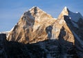 Evening view of mount Kangtega and mount Thamserku Royalty Free Stock Photo