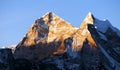 Evening view of mount Kangtega and mount Thamserku Royalty Free Stock Photo